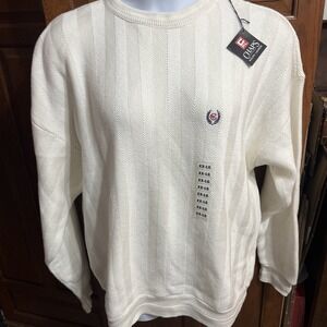 NWT RL Chaps Crest Cable Knit Crew Neck Sweater White Fisherman Men's XXL‎